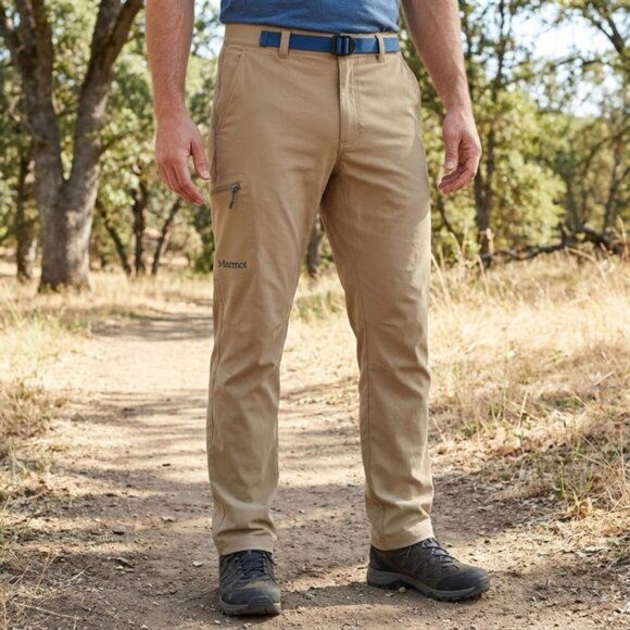 Marmot Arch Rock Pants Men's 40 Khaki Nylon Hiking Belted Outdoor Lightweight - Picture 1 of 10